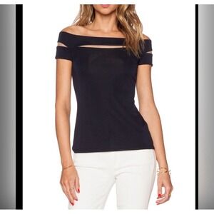 Off‎ Shoulder BLACK Mesh Cutouts Bailey 44 Women Blouse Top Sz L NWT Lined $127